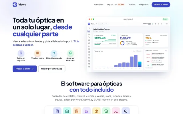 Visora: sitio del producto